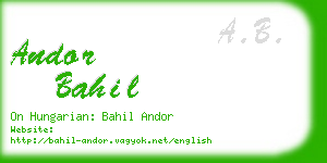 andor bahil business card